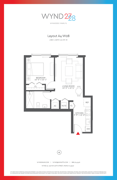 W28 - 1BR 1BA_571 SF at WYND 27 & WYND 28, Miami, FL, Florida